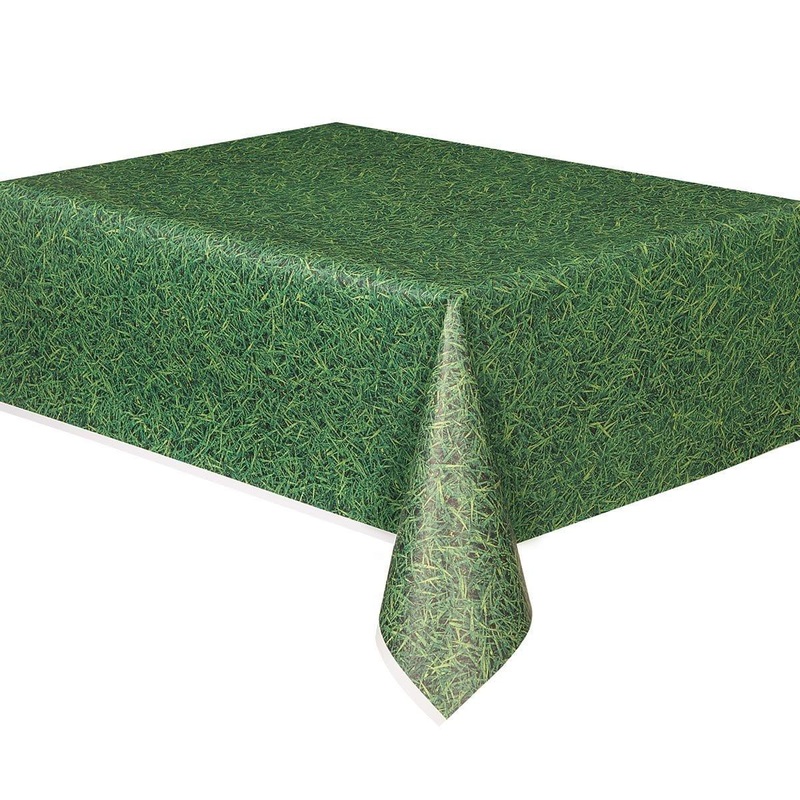 Green grass plastic tablecover