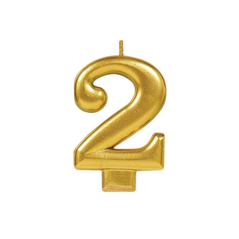 Metallic Numeral Candle #2 - Gold