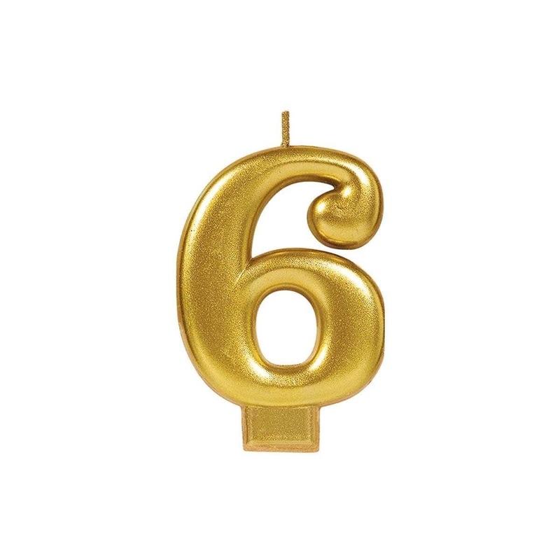 Metallic Numeral Candle #6 Gold