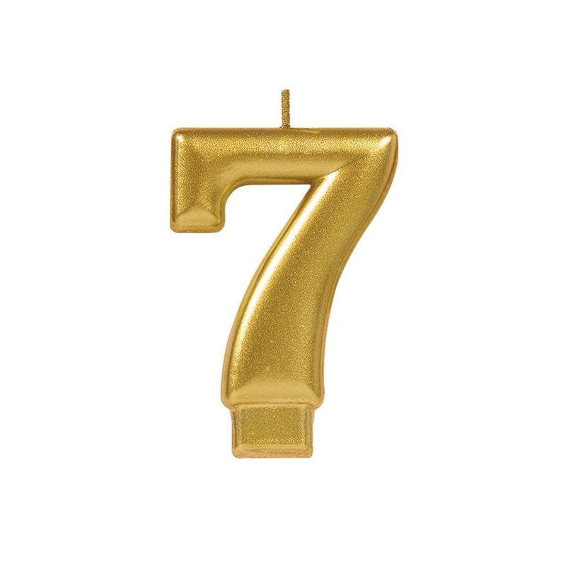 Metallic Numeral Candle #7- Gold
