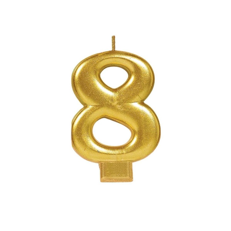 Metallic Numeral Candle #8 - Gold