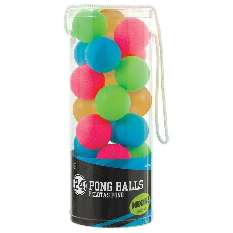 Neon Ping Pong Balls, 24 Count