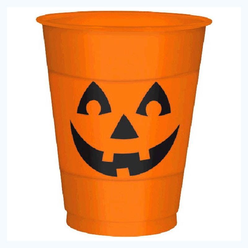 Pumpkin plastic cups 16 ounces, 25 count
