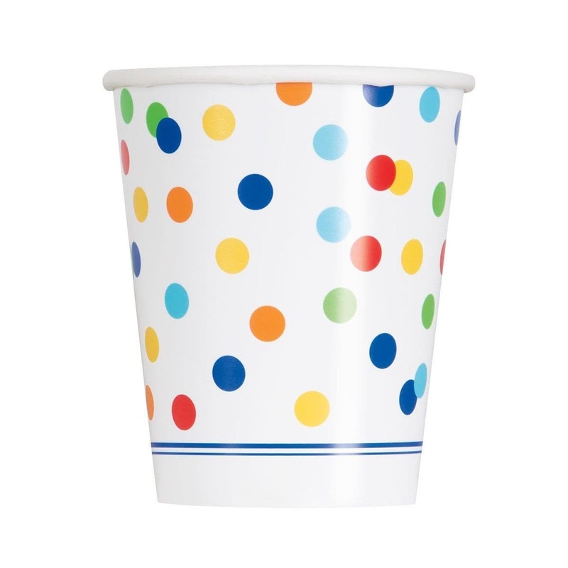 Rainbow Polka Dot - Cups 9 Oz. 8/pkg