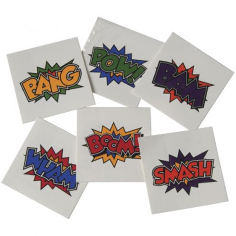 Superhero temporary tattoos, 144 per package