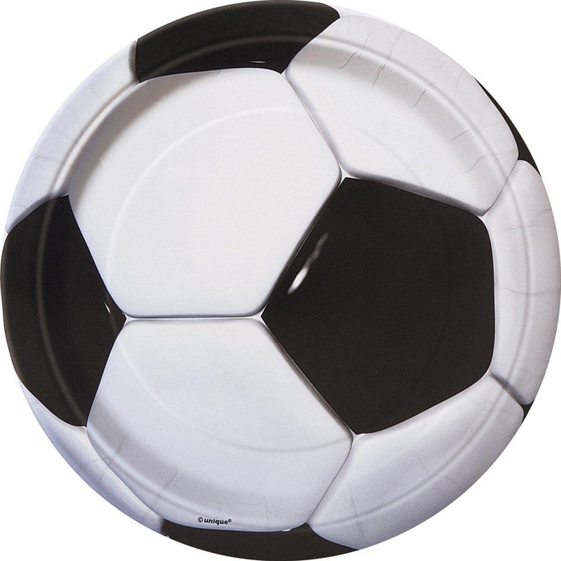 3D Soccer Paper Plates 9 Inches, 8 per Package