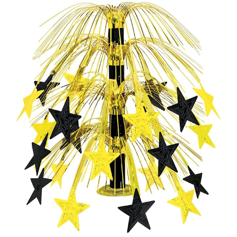 Black & Gold Star Cascade Centerpiece, 18 Inches
