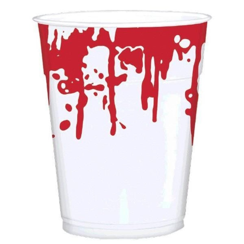 Bloody printed plastic cups 16 ounces, 25 per package