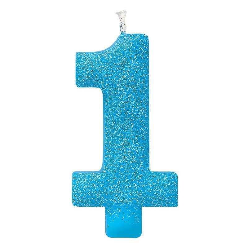 Boy Mix & Match Glitter Candle #1 - Blue