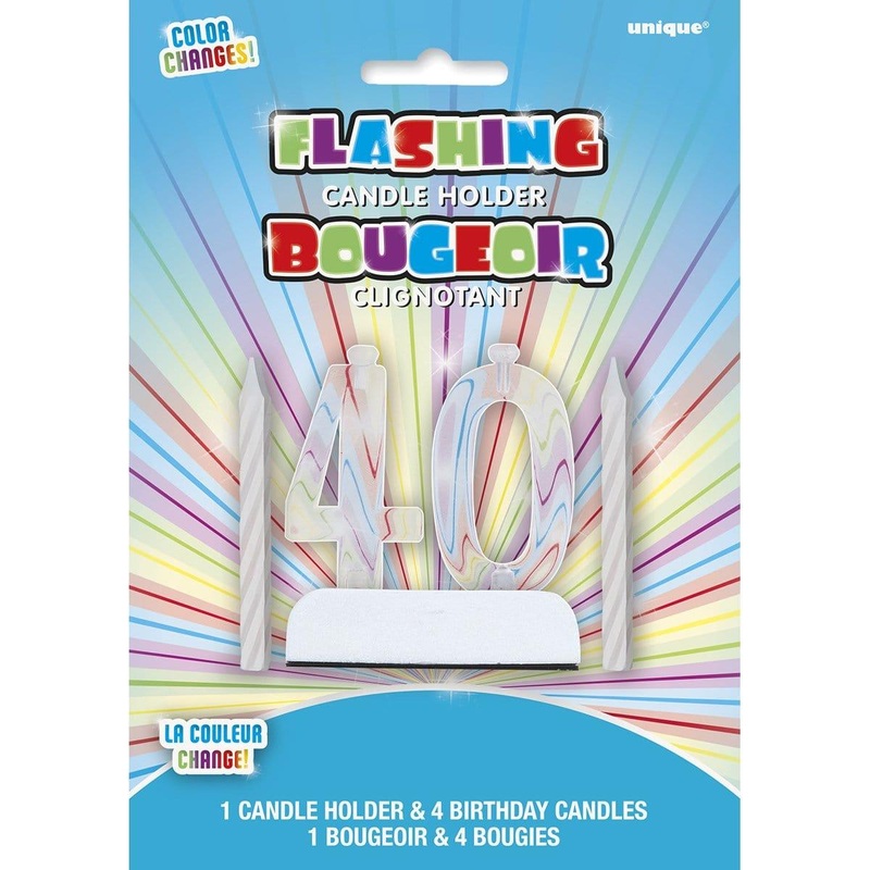 Flashing Candle Holder/Candles 40th