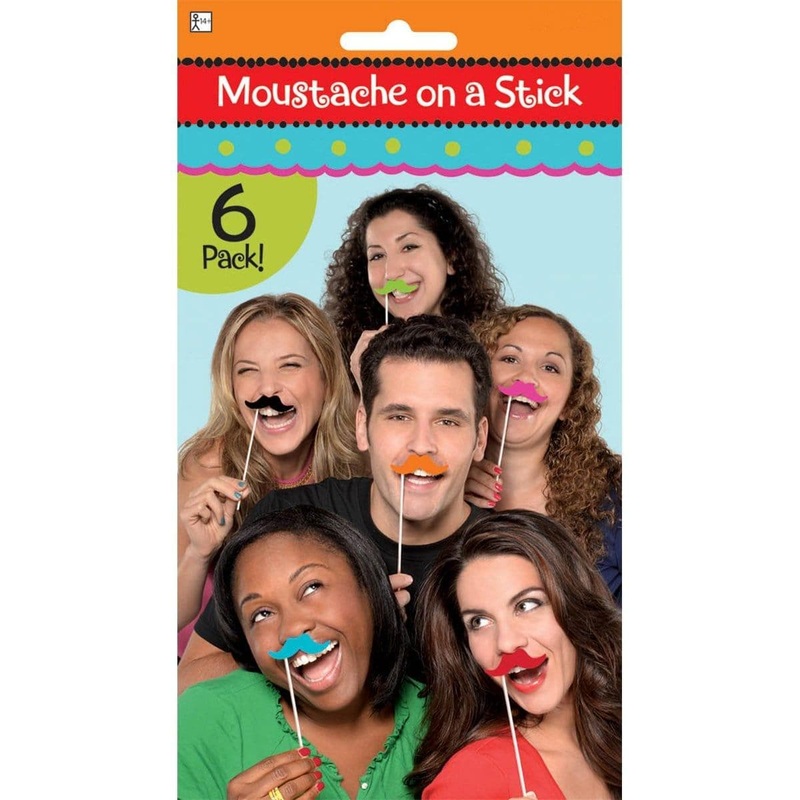 Mustache Photo Booth Props, 6 per Package