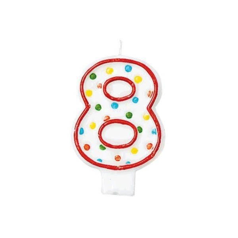 Polka Dots Birthday Candle #8 3 in.