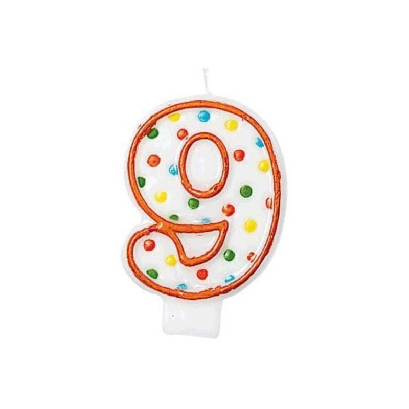Polka Dots Birthday Candle #9