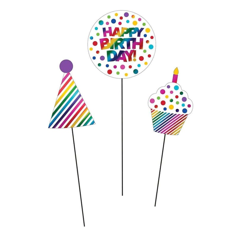 Rainbow Foil Birthday - Centerpiece Sticks 3/pkg