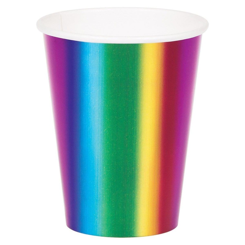 Rainbow Foil Birthday - Cups 9 Oz. 8/pkg
