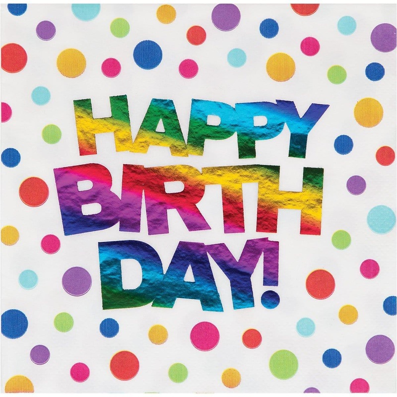 Rainbow Foil Birthday - Happy Birthday Lunch Napkins 16/pkg