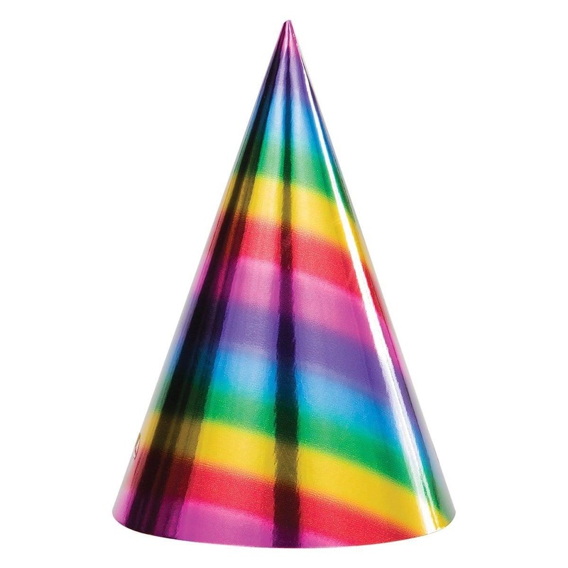 Rainbow Foil Birthday - Hats 8/pkg