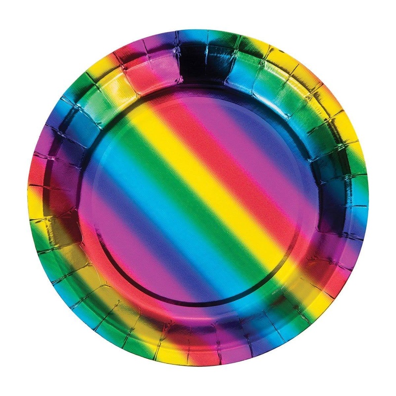 Rainbow Foil Birthday - Plates 7 In. 8/pkg