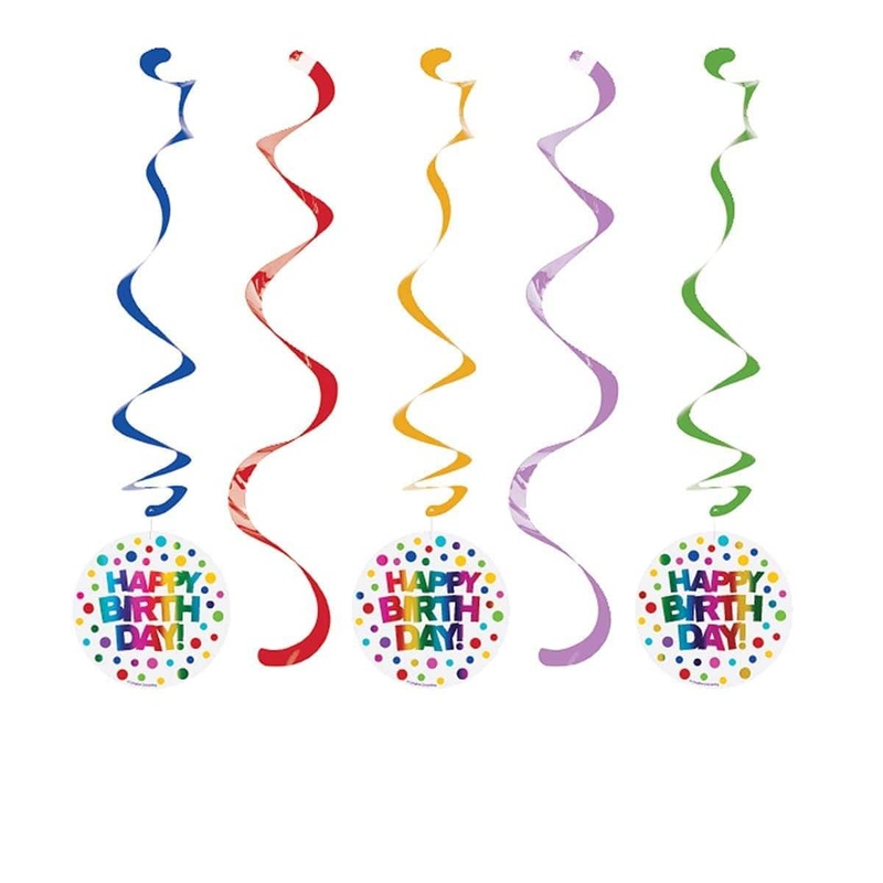Rainbow Foil Birthday - Swirls 5/pkg