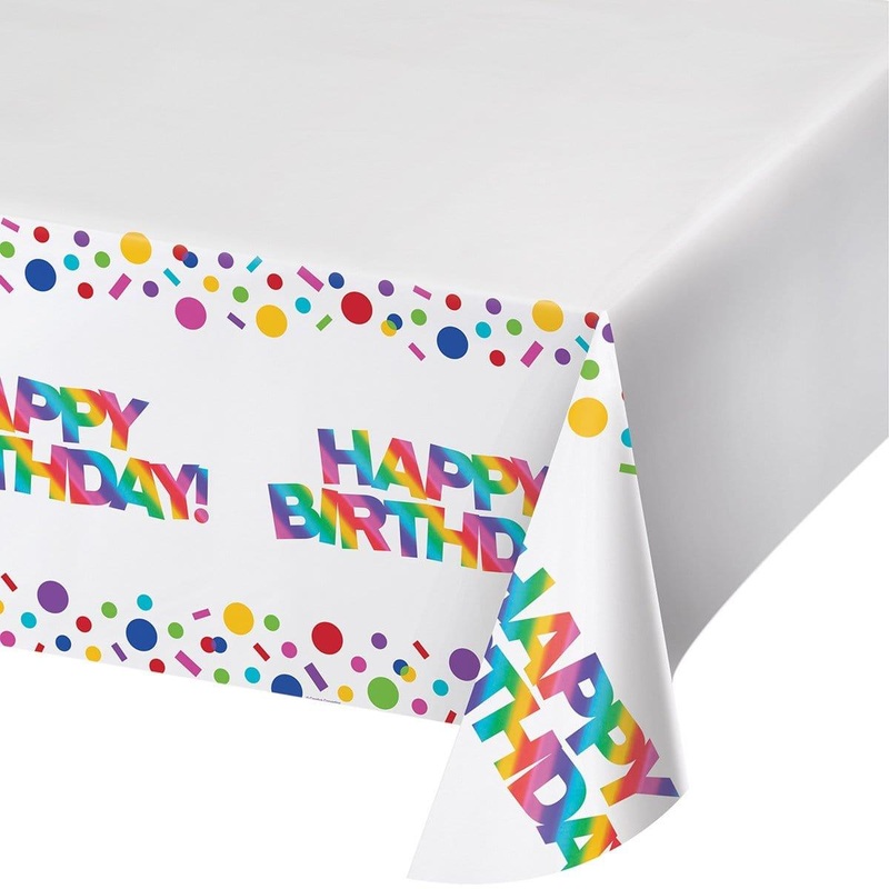 Rainbow Foil Birthday - Tablecover 54 X 102 In.