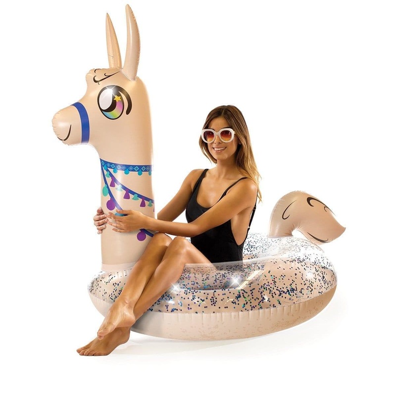 Llama glitter tube pool float, 48 inches