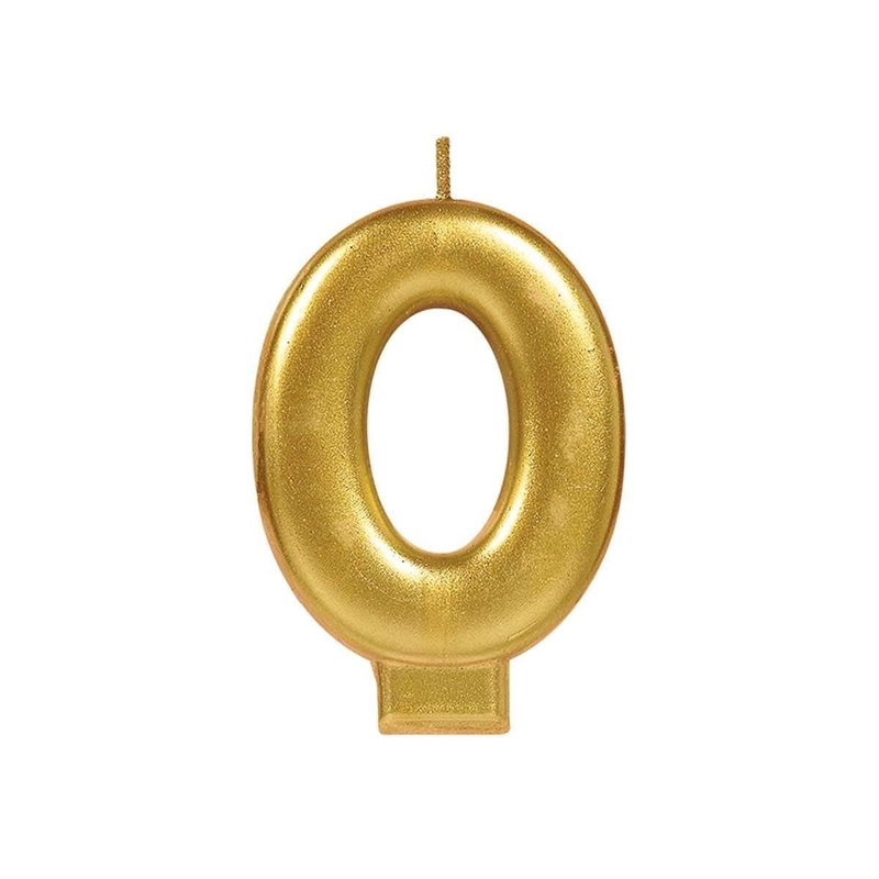 Metallic Numeral Candle #0 - Gold