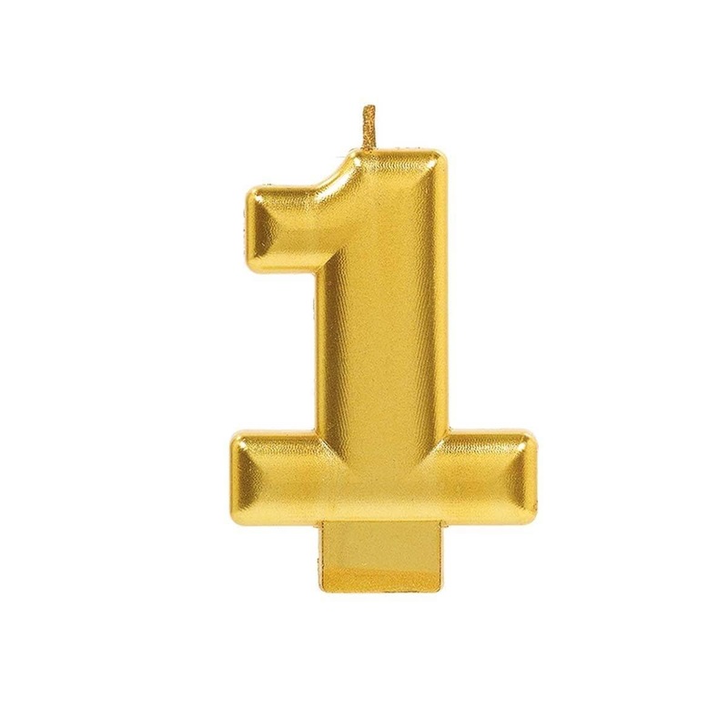 Metallic Numeral Candle #1 - Gold