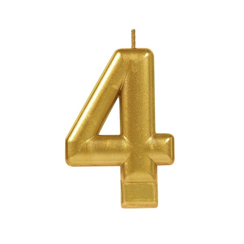 Metallic Numeral Candle #4 - Gold