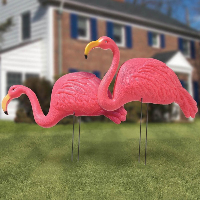 Plastic Flamingo Yard Stakes 24 Inches, 2 per Package