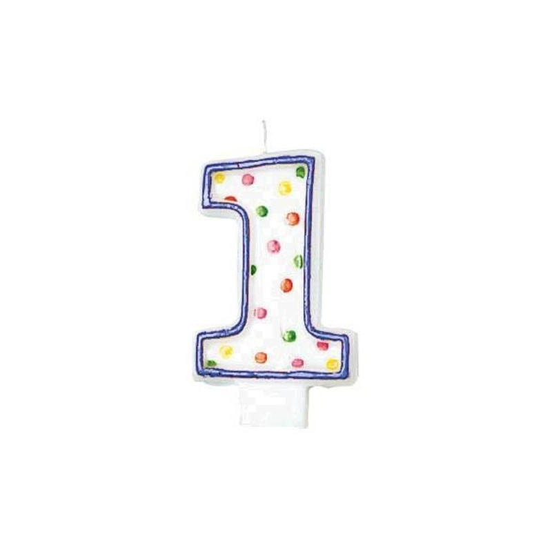 Polka Dots Birthday Candle #1 3 in.