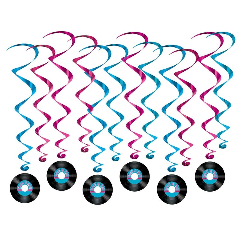 Rock & Roll Swirl Decorations, 12 per Package