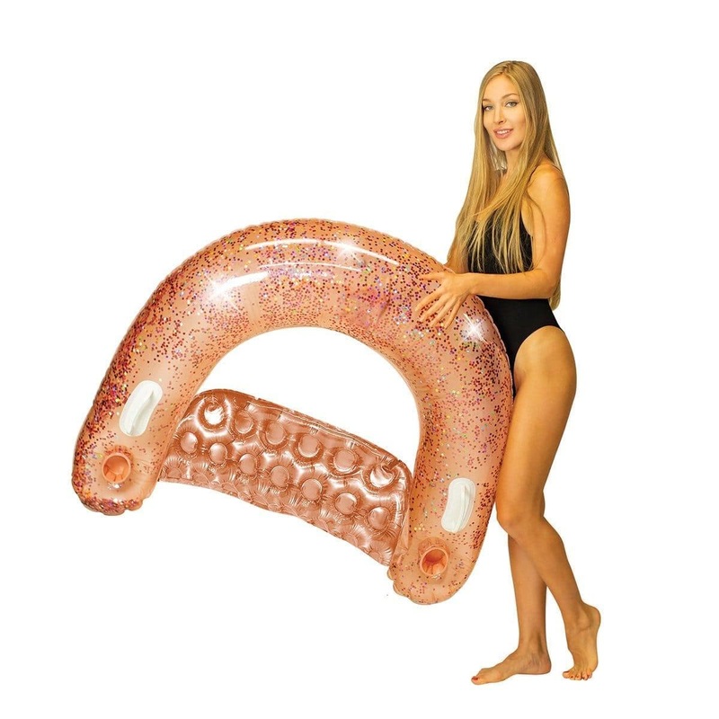 Rose gold glitter sun chair pool float
