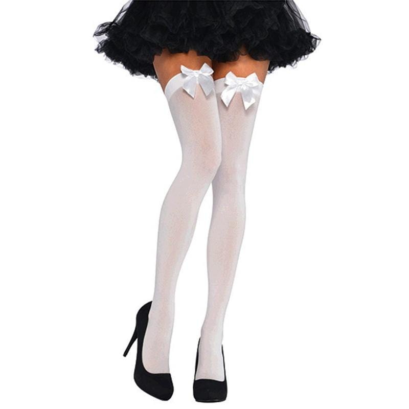 White thigh highs with bow for women