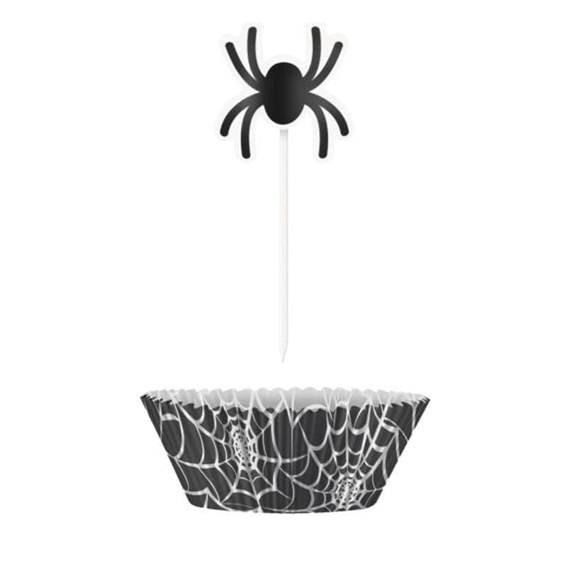 Black spider cupcake kit, 24 per package