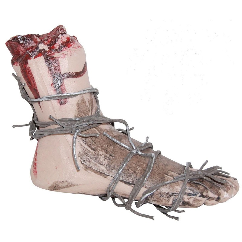 Foot with barbed wire