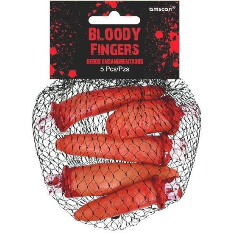 Plastic bloody fingers, 5 per package