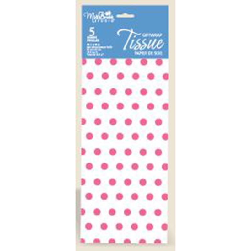 Premium Tissue Paper - White With Pink Dots, 5 Count