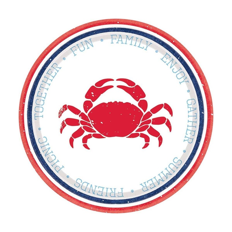 Seafood Paper Plates 7 Inches, 8 per Package