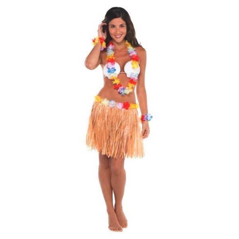 Hula Skirt Kit with Shell Bra for Adults