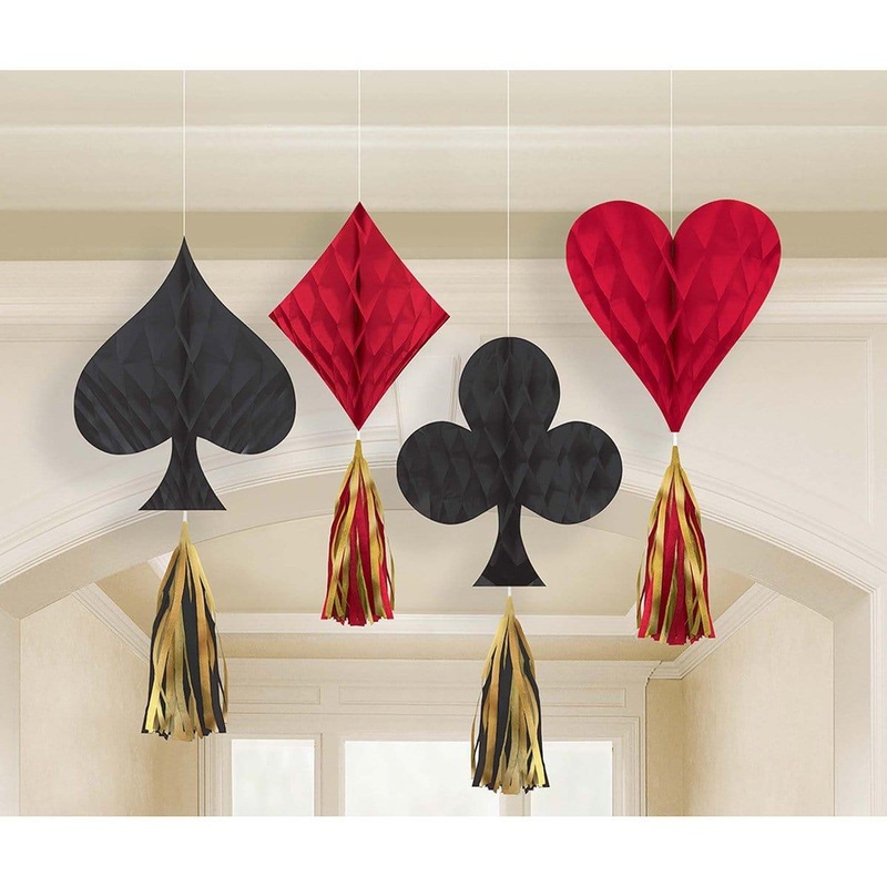 Roll The Dice Honeycomb Decorations with Tassels, 4 per Package