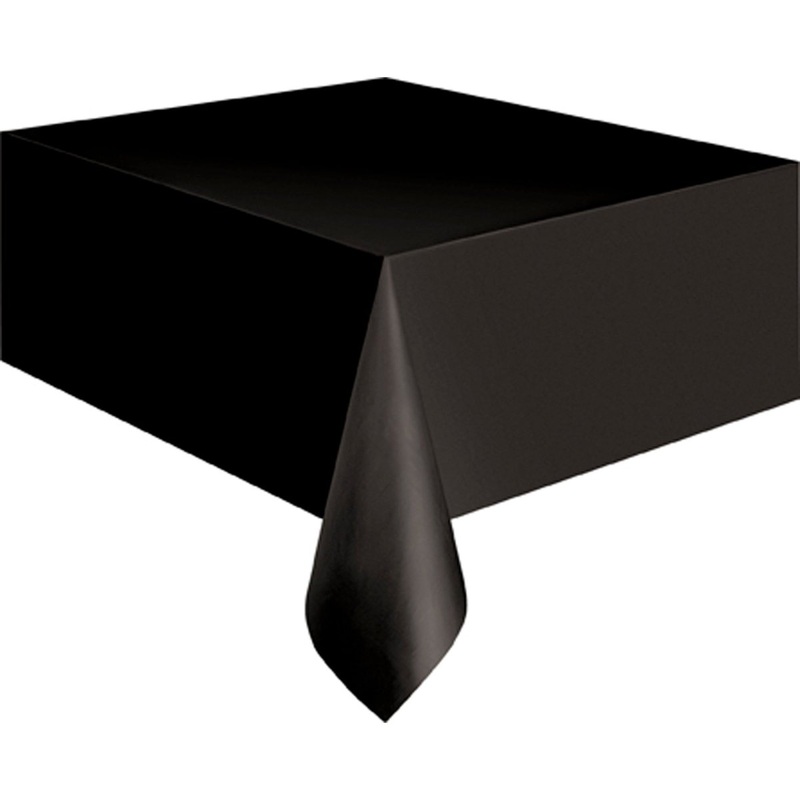 Black Rectangular Plastic Table Cover, 54 x 108 Inches, 1 Count