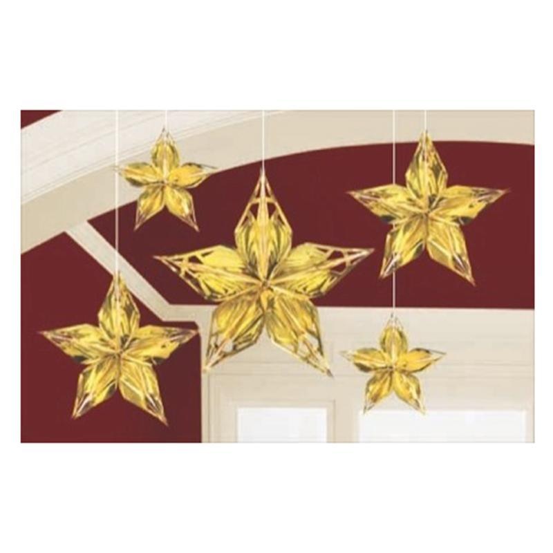 Glitz & Glam Metallic Star Decorations, 5 per Package
