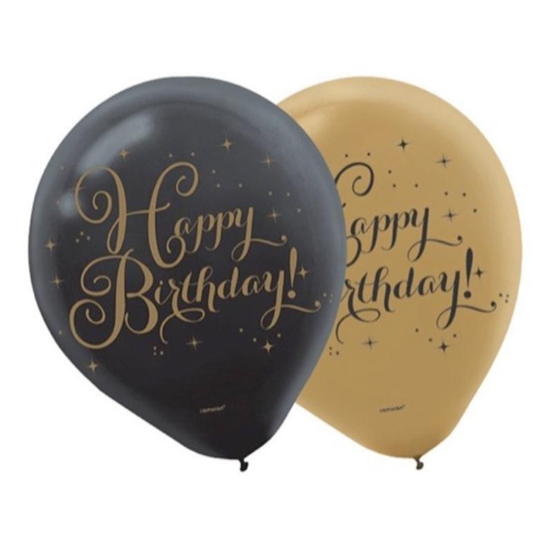 Gold Birthday - Latex Balloon 15/pkg