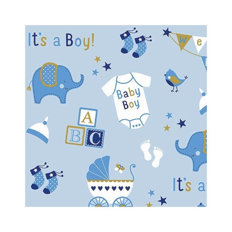Jumbo Gift Wrap Roll - Baby Boy Elephant