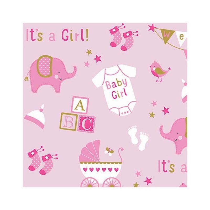 Jumbo Gift Wrap Roll - Baby Girl Elephant