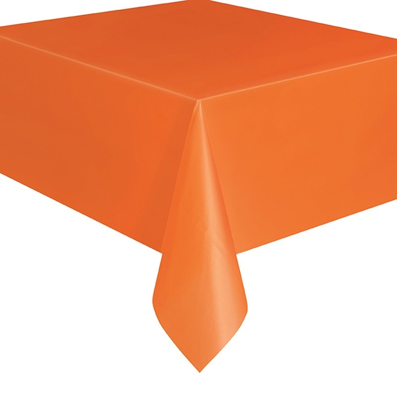 Orange Rectangular Plastic Table Cover, 54 x 108 Inches, 1 Count