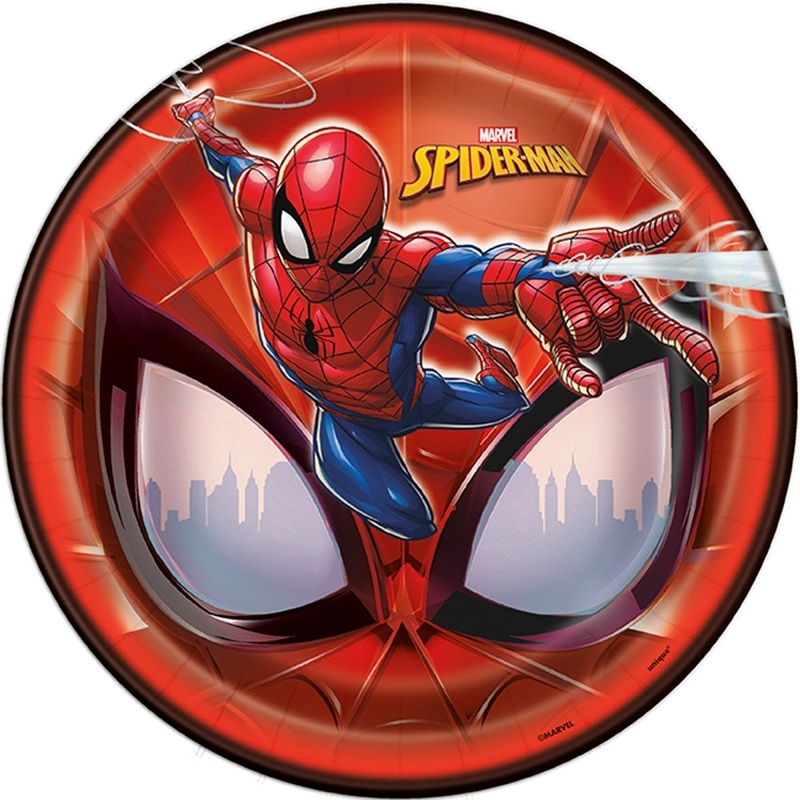 Spider-Man Birthday Large Round Lunch Paper Plates, Marvel, 9 Inches, 8 Count