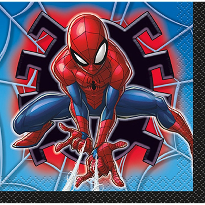 Spider-Man Birthday Small Beverage Napkins, Marvel, 16 Count