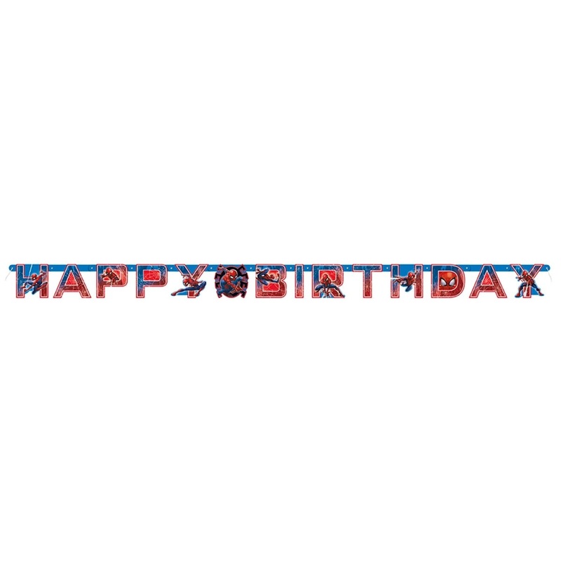 Spider-Man Happy Birthday Jointed Banner, Marvel, 76 Inches, 1 Count