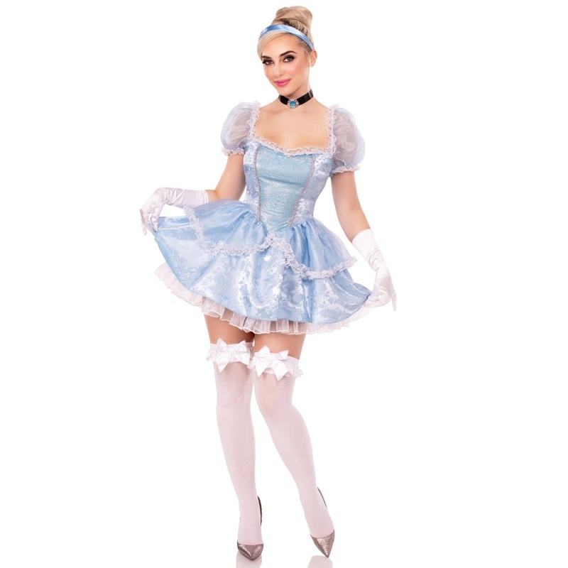 Ballroom Babe Plus Size Costume for Adults, Blue Dress, Choker and Headband 1X/2X